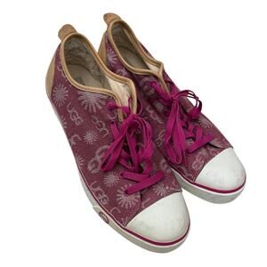 Ugg Womens Evera Canvas Pink Logo Sneakers Size 12